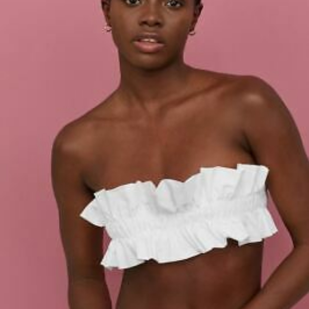 NWT Black Lined bandeau bikini top